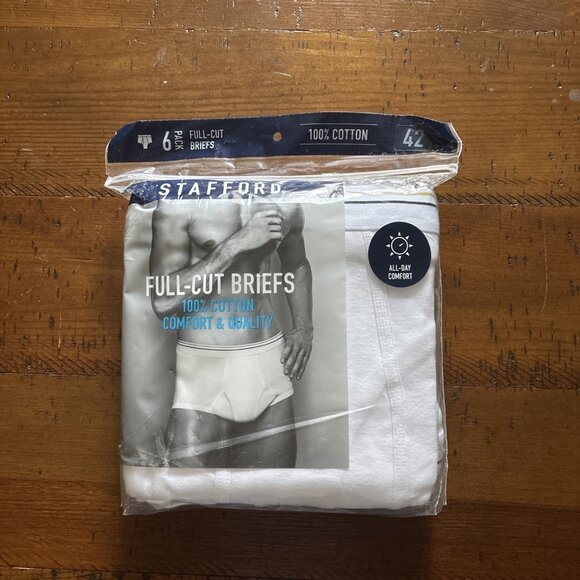 Stanford Full Cut Briefs 100% Cotton 6 Pairs New Old Stock White 42 - Picture 1 of 5